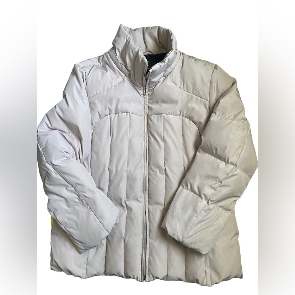 Ivory/Cream Calvin Klein Quilted Down Feathered and Fleece-lined Winter Coat